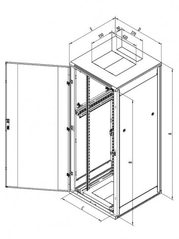 Triton 19" rozvaděč stojanový 42U/800x900, plechové perforované dveře RMA-42-L89-CAX-A1