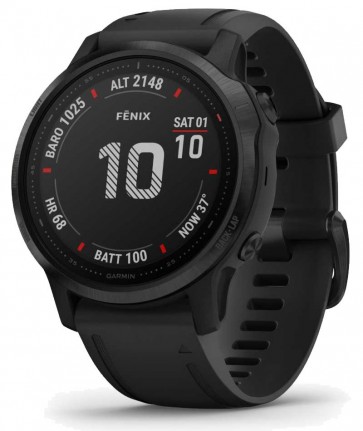 GARMIN GPS chytré hodinky fenix6S Glass, Black/Black Band (MAP/Music) 010-02159-14