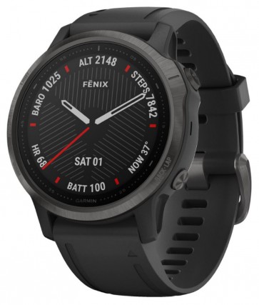 GARMIN GPS chytré hodinky fenix6S Sapphire, Gray/Black Band (MAP/Music) 010-02159-25