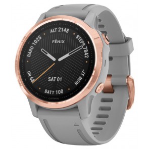 GARMIN GPS chytré hodinky fenix6S Sapphire, RoseGold/Gray Band (MAP/Music) 010-02159-21