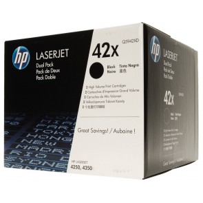 HP černý toner, Q5942XD , LJ 4250/4350, high capacity 2-pack originál Q5942XD
